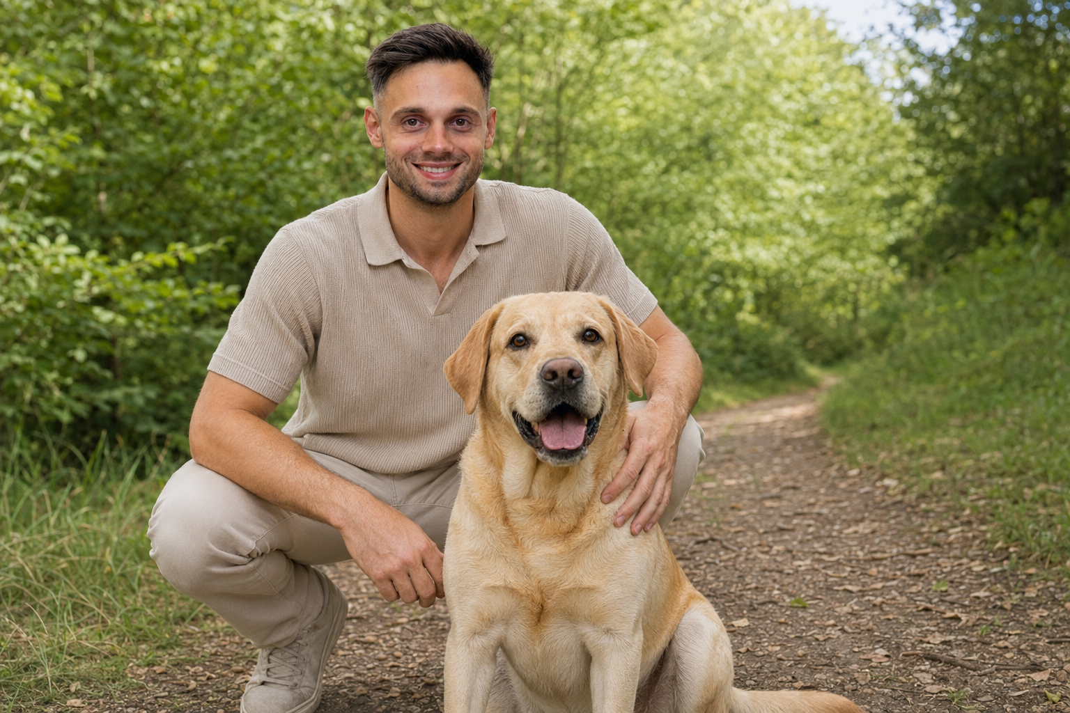 Nico mit seinem Hund, Mitgründer von Fellnase 3D