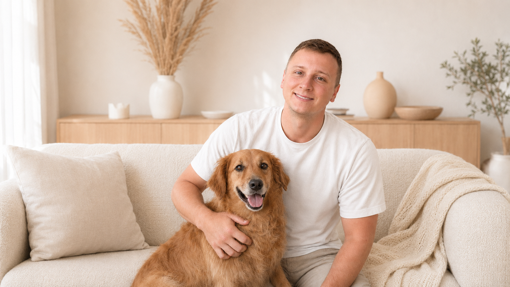 Marco mit seinem Hund, Mitgründer von Fellnase 3D