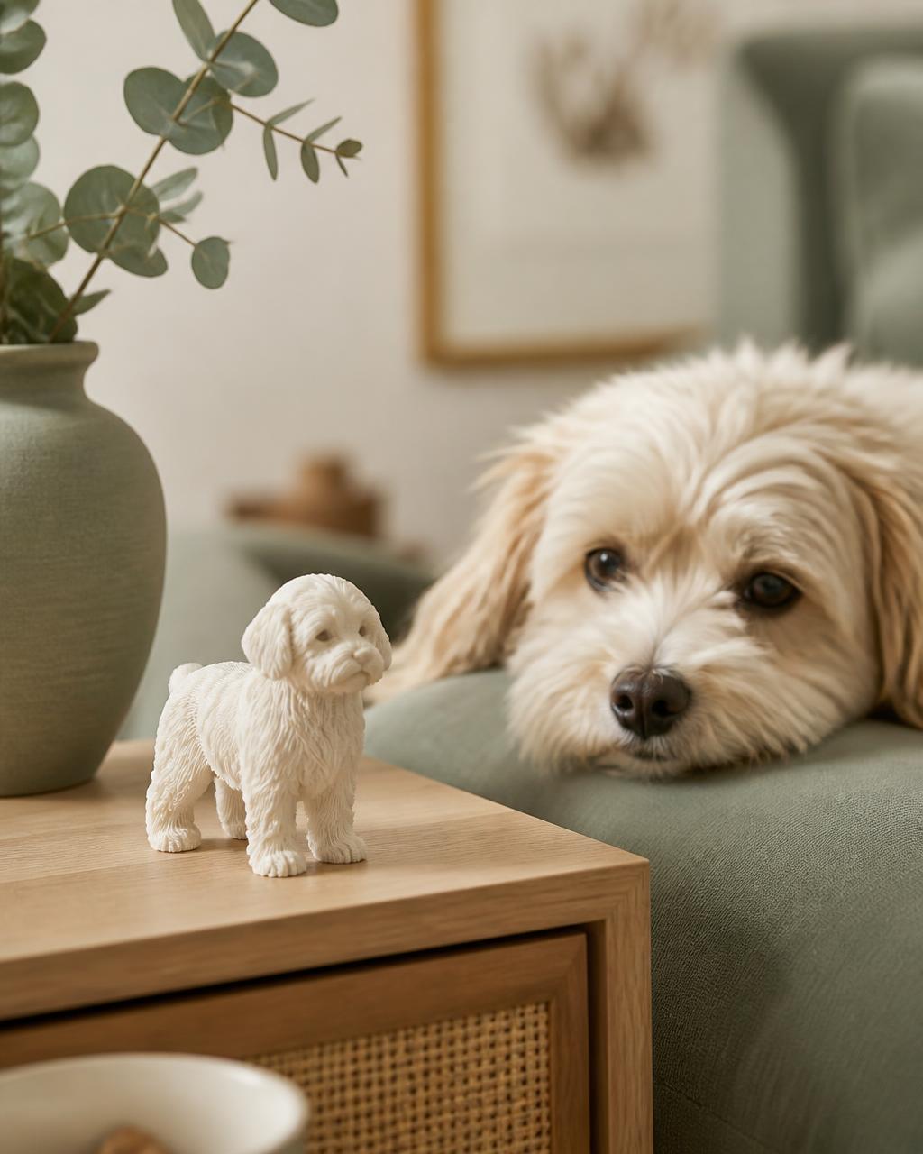Fellnase-3D-Figur in einem wohnlichen Zuhause